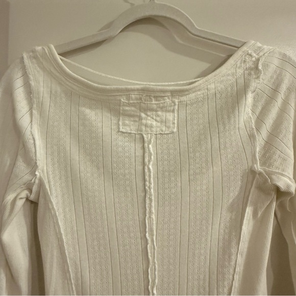 Free People-We The Free Cream Long Sleeve Pointelle Top-Eyes on You-Birch - Picture 9 of 12
